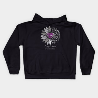 Lung Cancer Awareness Purple Heart Edition Kids Hoodie